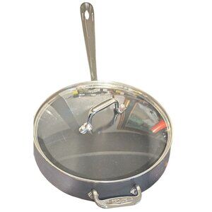 All-Clad 4QT Sauté Pan With Glass Lid Stainless Steel Handle Black